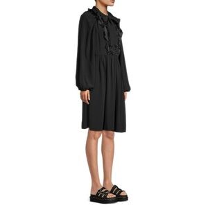UNGARO - Black Smocked Tiered Long Sleeve Dress - NEW